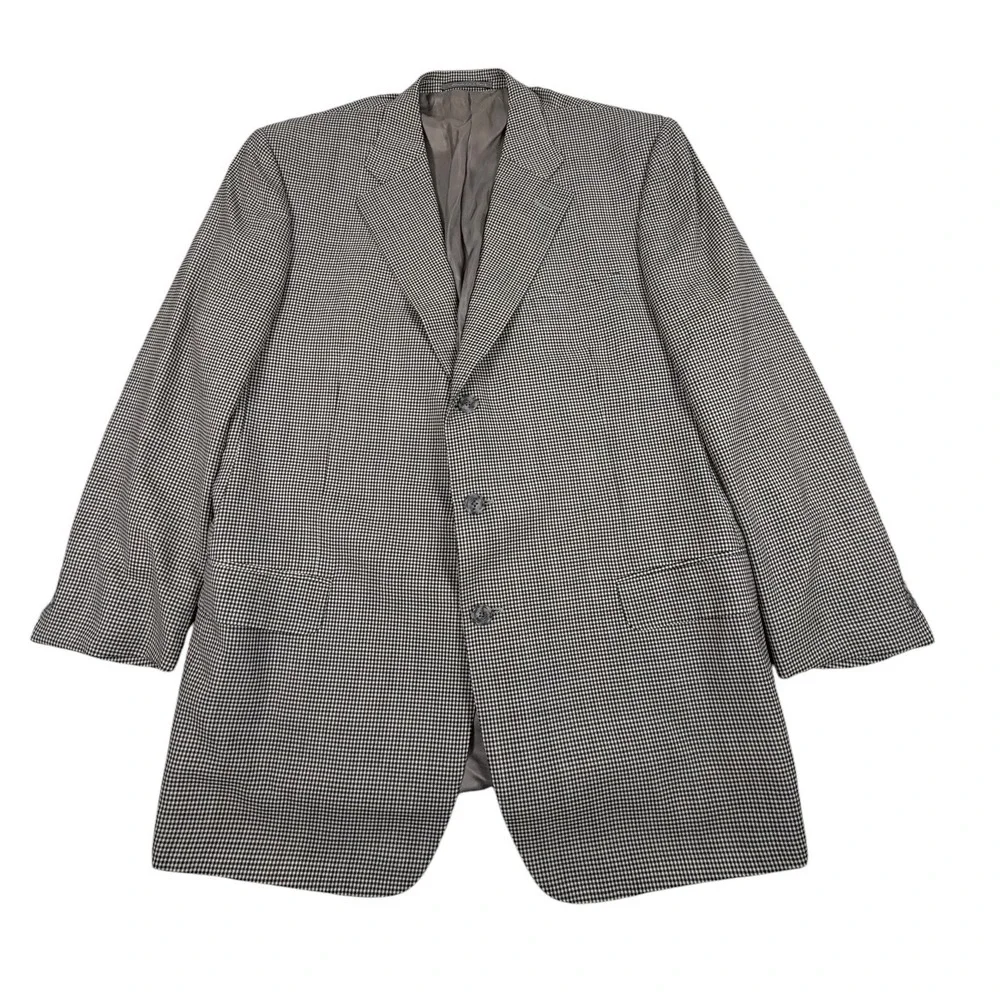 Ermenegildo Zegna Black White Check Blazer Sports Coat 46R IT 58